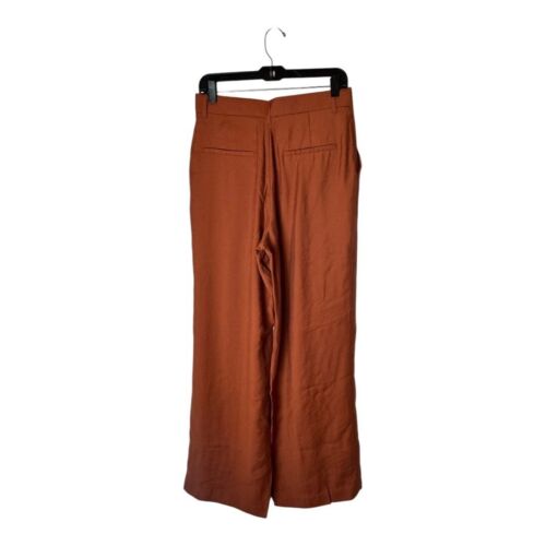 Zara Pants Women Medium Orange Terracotta Pleated Wide Leg High Rise Trousers - Picture 3 of 10