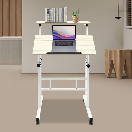 Rolling Desk Laptop Table Home Office Working Drawing Desk Height Adjustable - Picture 8 of 58