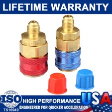 2 Quick Couplers Brass Refrigerant Adapters Low High Side AC Manifold Automotive