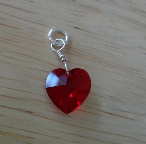 Sterling Silver 17x10mm July birthstone made with Swarovski Crystal Heart Charm - Picture 1 of 3