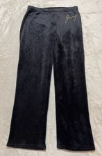 Juicy Couture Black Velvet Velour Sleep Pajama Lounge Pants Womens Large Pull On