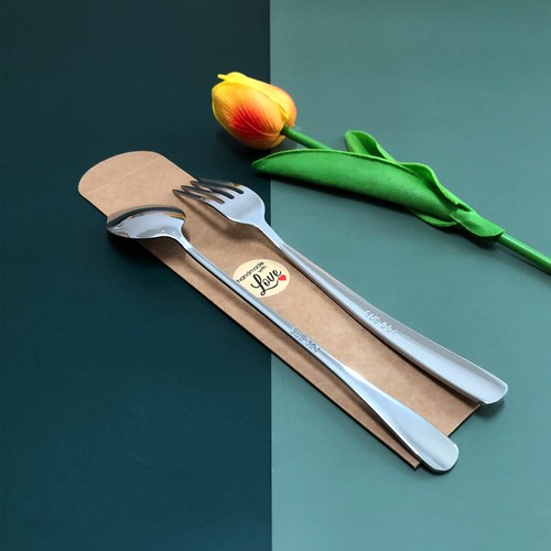 2pc Dinner Spoon And Fork Set Wife Husband Couples Love Birthday Gift Girlfriend - Picture 6 of 6