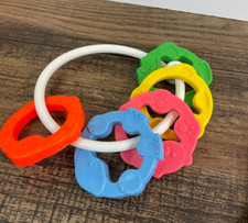 Vintage Fisher Price Animal Keys Ring Baby Rattle Teether Toy Colors Frog 1977