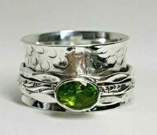Peridot Solid 925 Sterling Silver Beautiful Spinner Popular Ring, All Size M984