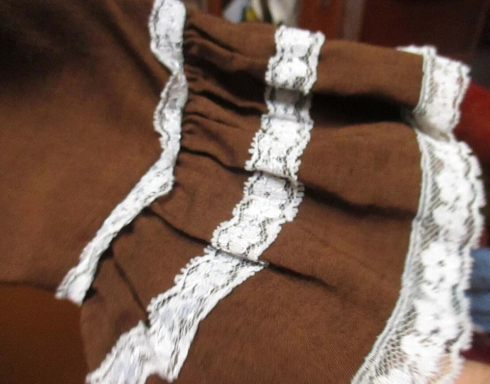 6 Девочек винтажный 1970-х годов платье UNION MADE RAYON ACETATE VERUCA соли коричневый MOD - Изображение 4 из 4