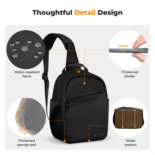 K&F Concept 5L Camera Sling Bag Crossbody Shoulder Backpack DSLR/SLR/Mirrorless - Picture 9 of 50