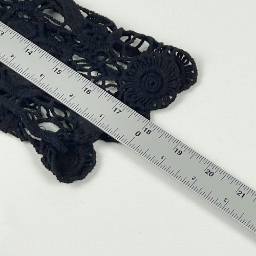 Crochet Knit Lace Women's Small Blouse Top Shirt Cover Up Layer Black 3/4 Sleeve - Picture 13 of 13