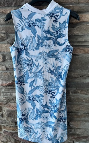 Tommy Bahama Women's Tabu Jungle Print Blue 1/4 Zip Golf Dress Shorts M L NWT - Picture 2 of 6