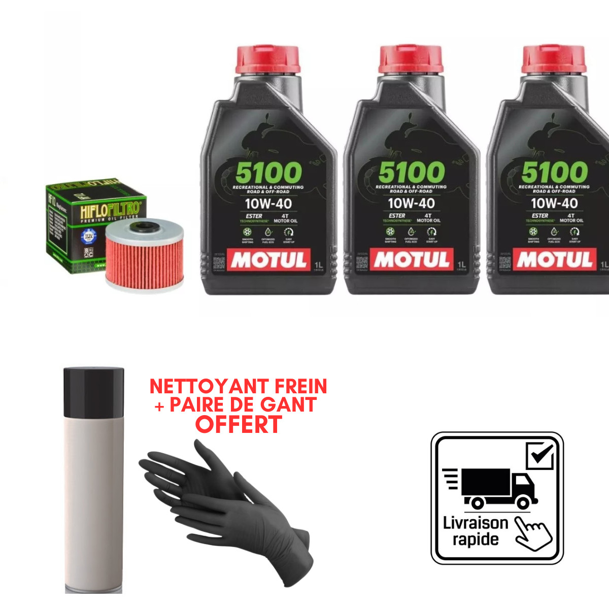 Kit vidange Motul 5100 10W40 pour réviser sa moto Honda SLR 650 avant un roadtrip