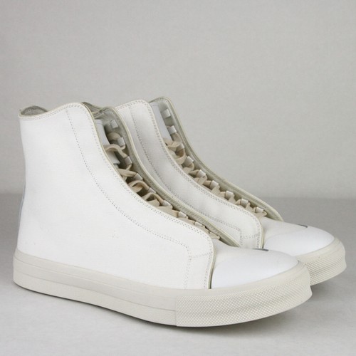 $480 Alexander McQueen Men's White/Ivory Canvas Hi Top Sneaker 457297 9026 - 第 2/10 張圖片