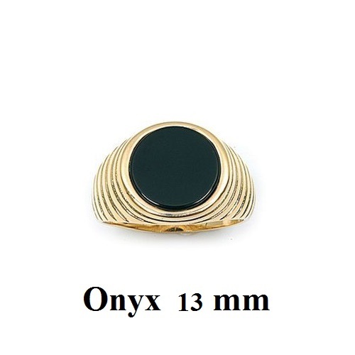 Dolly-Bijoux Chevalière T62 Lapidé Onyx 13 mm Plaqué Or 18K Laminé 5 Microns - Picture 3 of 3