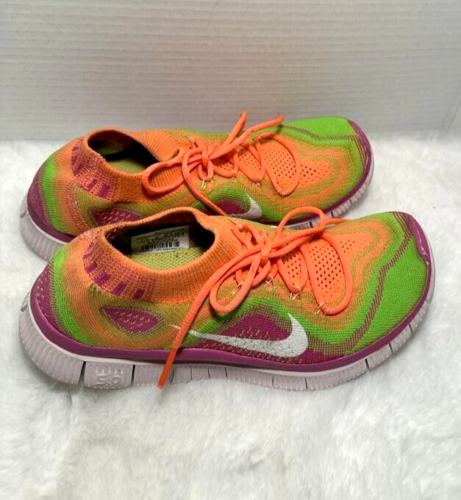 Nike Free 5.0 Flyknit Womens 7.5 Rainbow Atomic Pink Running Shoes - Picture 1 of 8