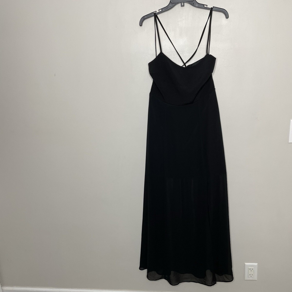 EXPRESS Cocktail Dress Women Medium Black Corset-Back Sheer Overlay Maxi  Mini | eBay