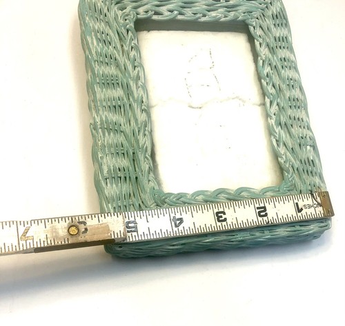 Bilderrahmen aus Korbgeflecht, blau Shabby Chic, Boho, MCM Coastal 80’s Photo Vintage - Bild 10 von 12