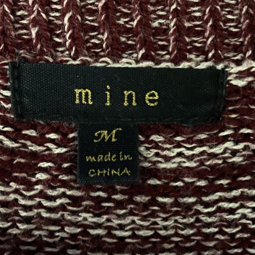 Mine Pullover Medium burgund elfenbein gestreift meliert offen Strick leichter Pulli - Bild 12 von 12