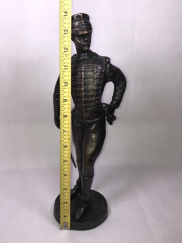 Vintage Bronze ungarischer Soldat-Huszar Statue 14" hoch schön Militär selten - Bild 10 von 12