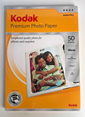 Kodak Premium Photo Paper x 50 Sheets 250 g/m2 Gloss Size A4 New Sealed Pack