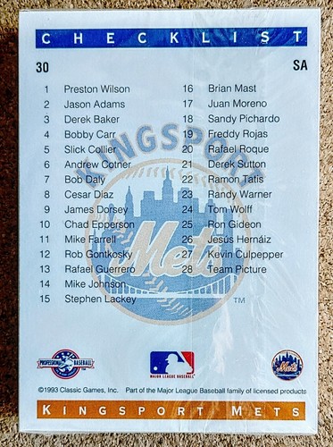 1993 Kingsport Mets (Classic/Best & Fleer/ProCards) Sealed Sets ~ Preston Wilson - Picture 4 of 6