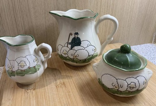 Trauffler Zeller Shepherd & Sheep Milk Jug ,Cream Jug and Sugar bowl See Details