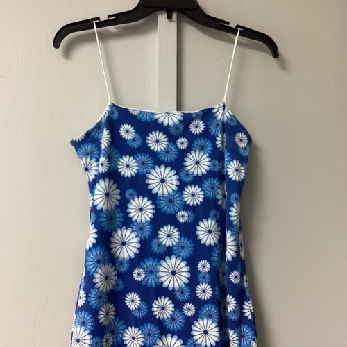 Hawaiian Island Creations Shift Dress Medium Blue Spaghetti Stretchy Floral - Picture 7 of 15