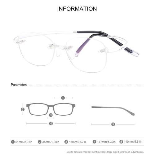 Gafas de lectura ovaladas TR90 flexibles sin montura lector de policarbonato anti-luz azul - Imagen 16 de 30