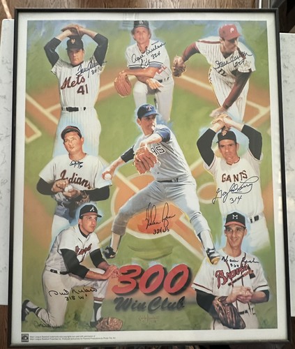 300 Wins Poster Signed by 8 Pitchers With Win Totals 25x31 Nolan Ryan Tom Seaver - Picture 1 of 9
