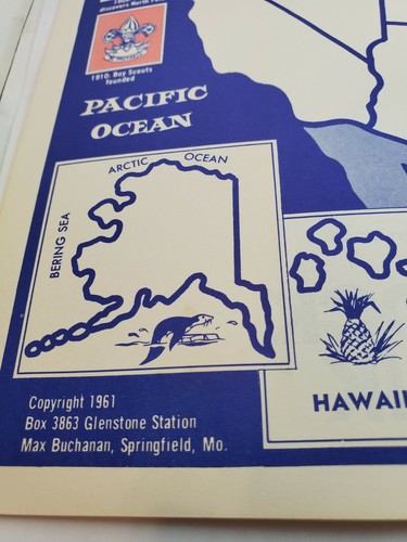VINTAGE UNITED STATES PASTE UP MAPS FOR BOYS AND GIRLS 1961 - Picture 6 of 7