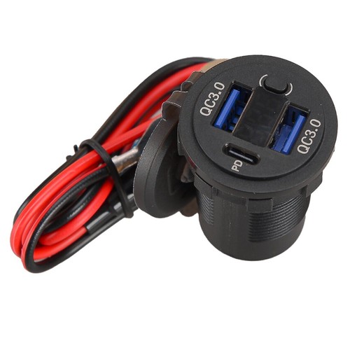 Cargador de coche 2 USB tipo C PD QC3.0 toma de corriente adaptador para barco coche 12-24V caliente - Imagen 2 de 10