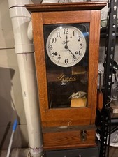 Vintage Simplex Mechanical Time Clock,Oak Cas...