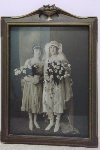 Antique Original Wedding Photo  Groom Bride Maid of Honor ? Lesbian Gay Tote 43 - Picture 5 of 6