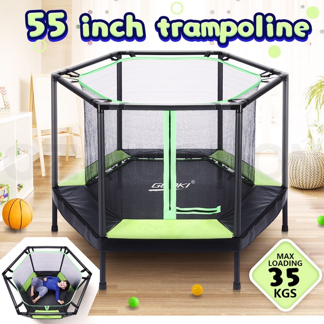 Genki 55inch Trampoline Rebounder Kids Round Enclosure Safety Net Indoor Outdoor Genki 55inch Trampoline Rebounder Kids Round Enclosure Safety Net Indoor Outdoor