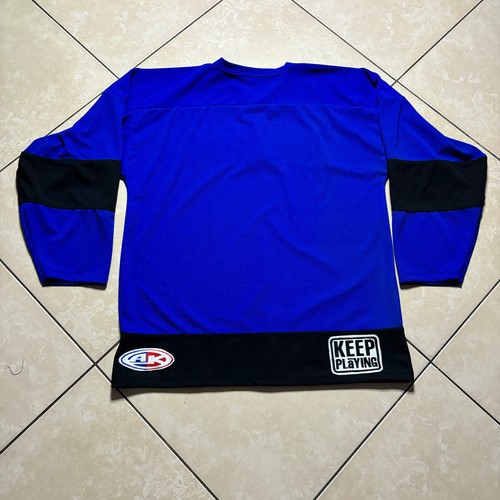 Vintage 80s 90s Athletic Knits POWERADE Logo Promo Sewn Hockey Jersey L Vintage Blue - Bild 2 von 10