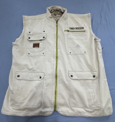 Big Daddy Vest Men's 5 X Large Beige Camouflage Full Zip Reversible Vest - Picture 2 of 15