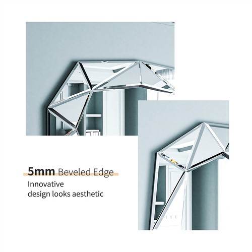 Art Mirror Entryway Bedroom Irregular Splicing 3D Glass Dressing Vanity Mirror - Picture 10 of 18