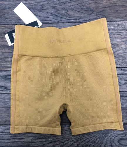 Ivy Park Adidas Women’s High Waist Stretch Knit Biker Shorts Mesa Tan Size Small - Picture 6 of 11