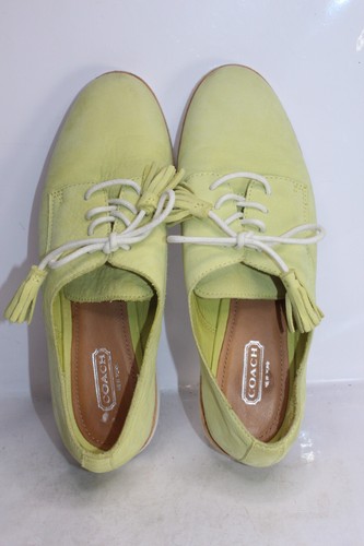 Coach Womens Sz 8 Green ZIinnia Nubuck Leather Tassels Loafer Oxford Flat Shoe - Picture 7 of 12