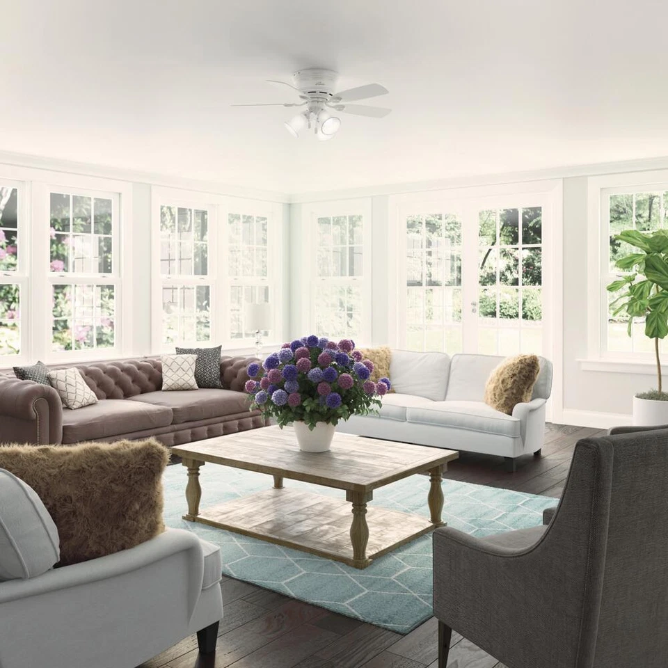 42" Small Room Fresh White Pull Chain Indoor LED Ceiling Fan Reversible Blade - Image 4 of 4