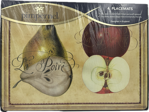 Pimpernel Sliced Fruit Cork-Backed Placemats 4 Piece Set 16 x 12" Apple Pear NEW - Picture 8 of 8