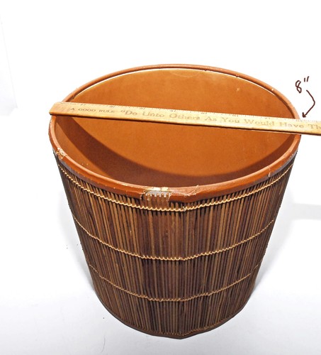 Vintage Wicker Rattan Lamp Shade MCM Brown 8" Tall - Picture 8 of 8