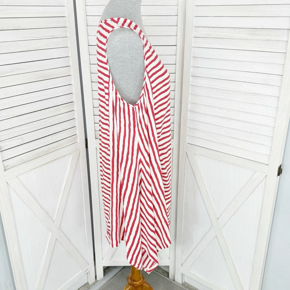 India Boutique Funda de Natación Mujer Talla Única Rojo Blanco Rayas Vestido de Playa Sin Mangas Foto 2 de 4