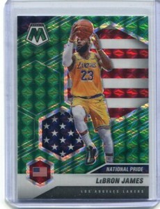 2020-21 Panini Mosaic Lebron James Green Prizm National Pride #247 Lakers