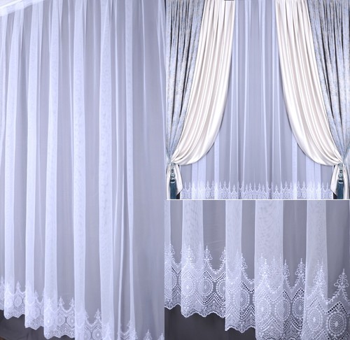 LUXUS BOHEMIAN  fertig Gardinen Vorhänge Tüll nach Maß Falten Stickerei Weiß - Bild 1 von 9