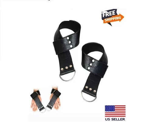 Real Cow Leather Wrist, Ankle, Thigh Cuffs ,Bdsm Suspension Cuffs Lockable Set - Picture 3 of 3