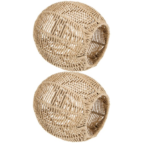 2 Pcs Bamboo Art Lampshade Wicker Small Rattan Light Shades Ceiling