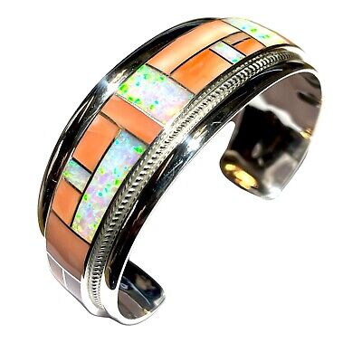 RICK & GLENDORA BOOQUA RGB ZUNI STERLING SILVER OPAL SPINEY RICK & GLENDORA BOOQUA RGB ZUNI STERLING SILVER OPAL SPINEY