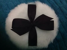 Luxurious Body powder puff, super soft, 4 inches with black  ribbon and bow