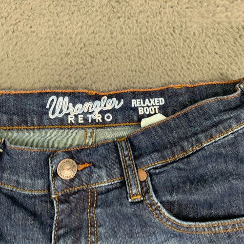 Wrangler Retro Mens Jeans 31x30* Relaxed Boot Blue Faded Whiskers Stretch Pants - Picture 2 of 9