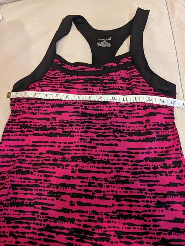 Women's Athletic Tank Medium exertek Dark Pink And Black Built In Bra - Picture 4 of 6