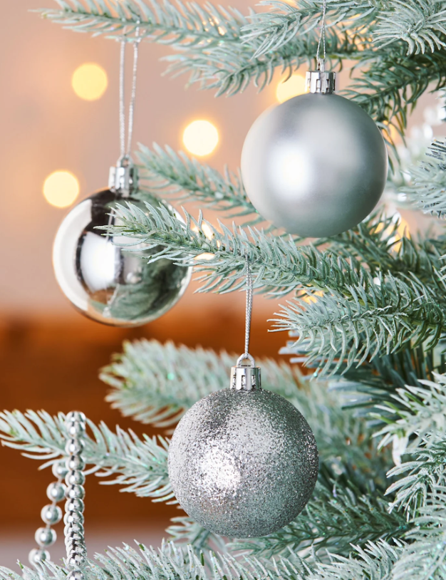 12pcs Large Christmas Tree Baubles 8cm Silver Xmas Decor Baubles Balls