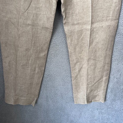 Zanella Pants Mens 38x31 Beige Linen Trouser Flat Front Straight Leg Italy Made - Picture 9 of 12